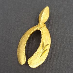 Mamselle Brushed Gold Tone Vintage Wishbone Brooch